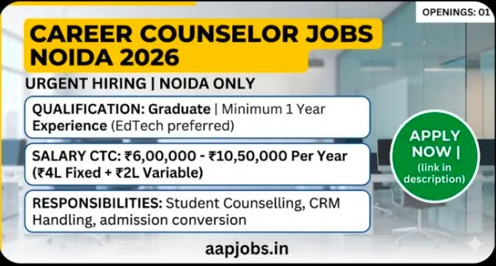Career Counselor Noida Recruitment 2026 CodeOut Institute