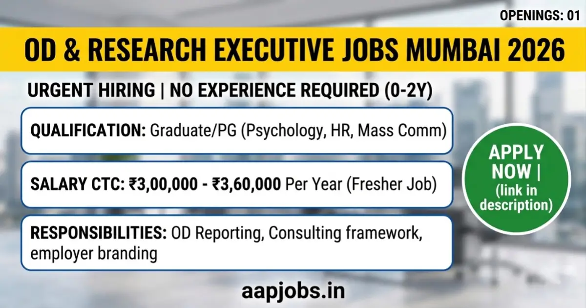 OD and Research Executive Mumbai Recruitment 2026