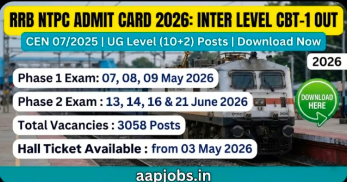 RRB NTPC 10+2 Admit Card 2026 Download