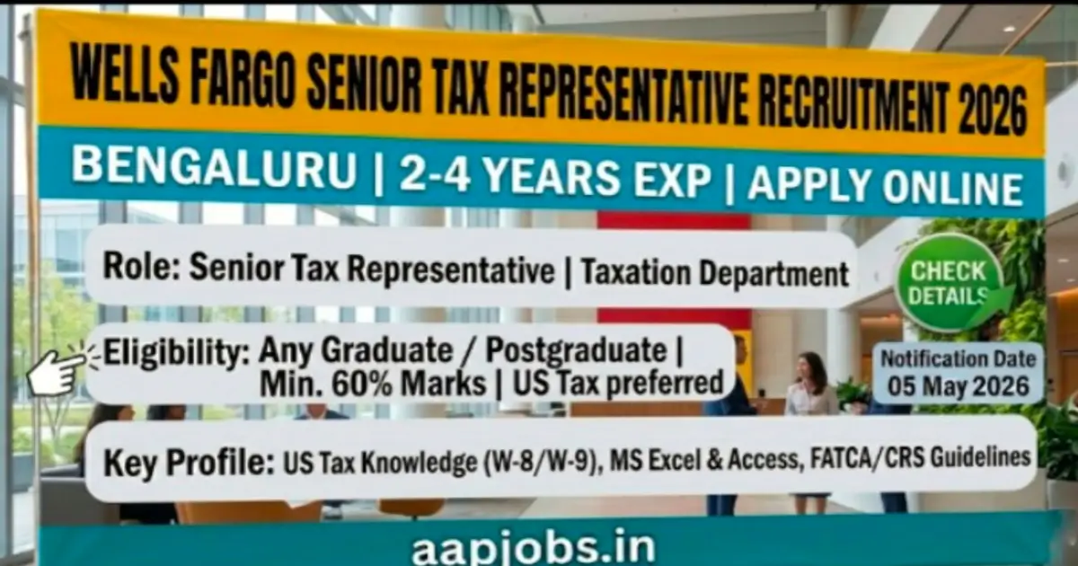 Wells Fargo Senior Tax Representative Recruitment 2026