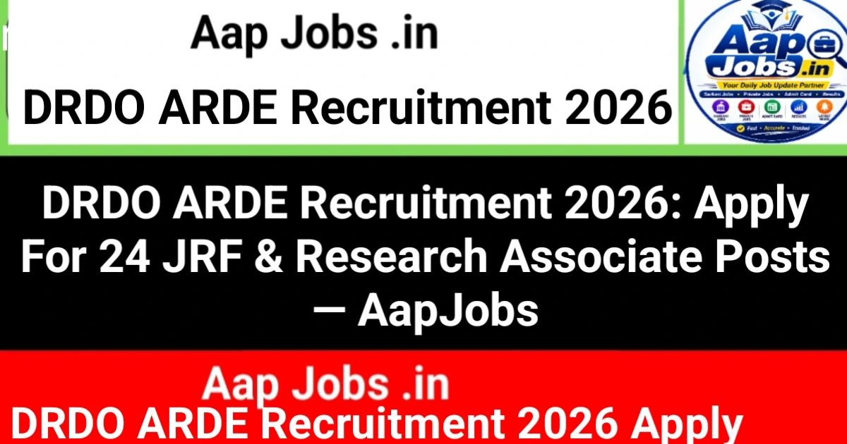 DRDO ARDE JRF Research Associate Recruitment Campaign