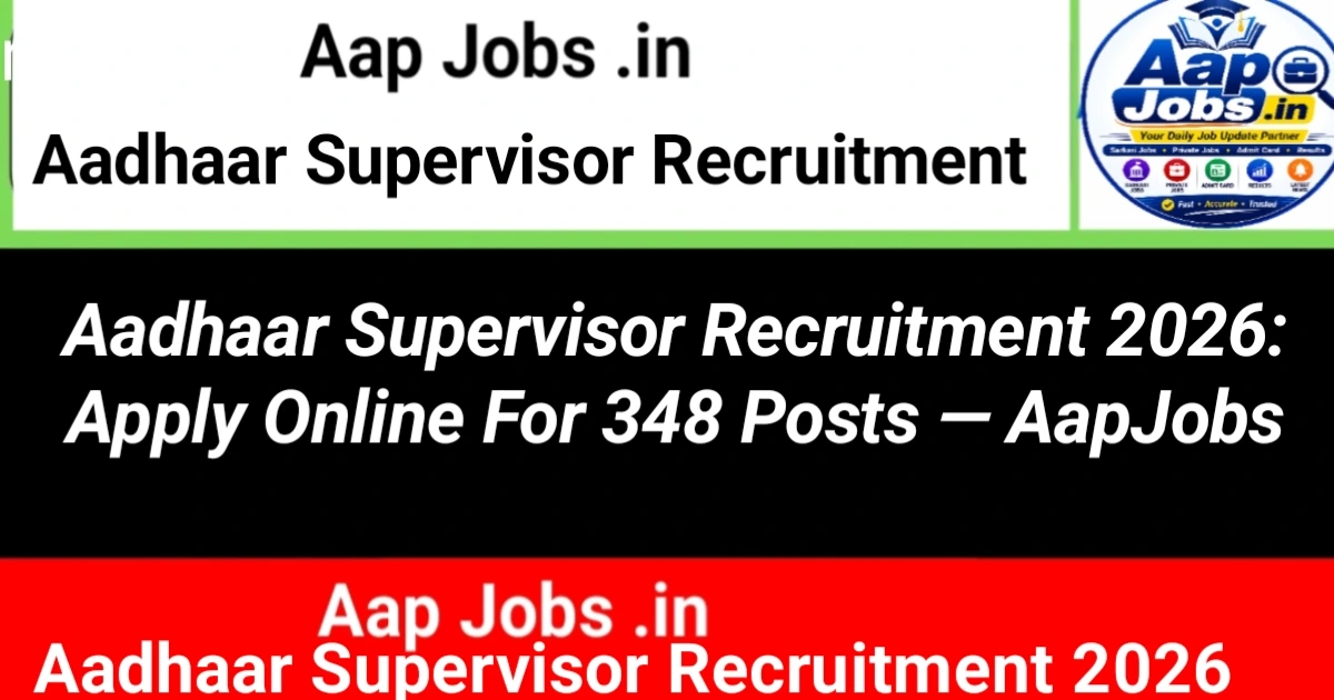 CSC Aadhaar Supervisor Recruitment Campaign